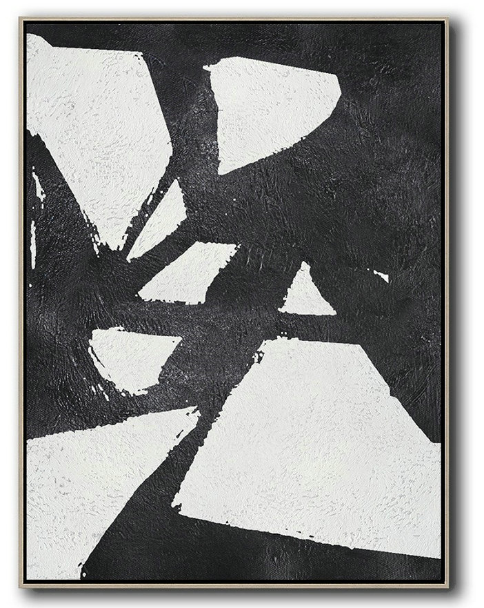 Extra Large Abstract Painting On Canvas,Black And White Minimal Painting On Canvas - Hand Paint Large Clean Modern Art